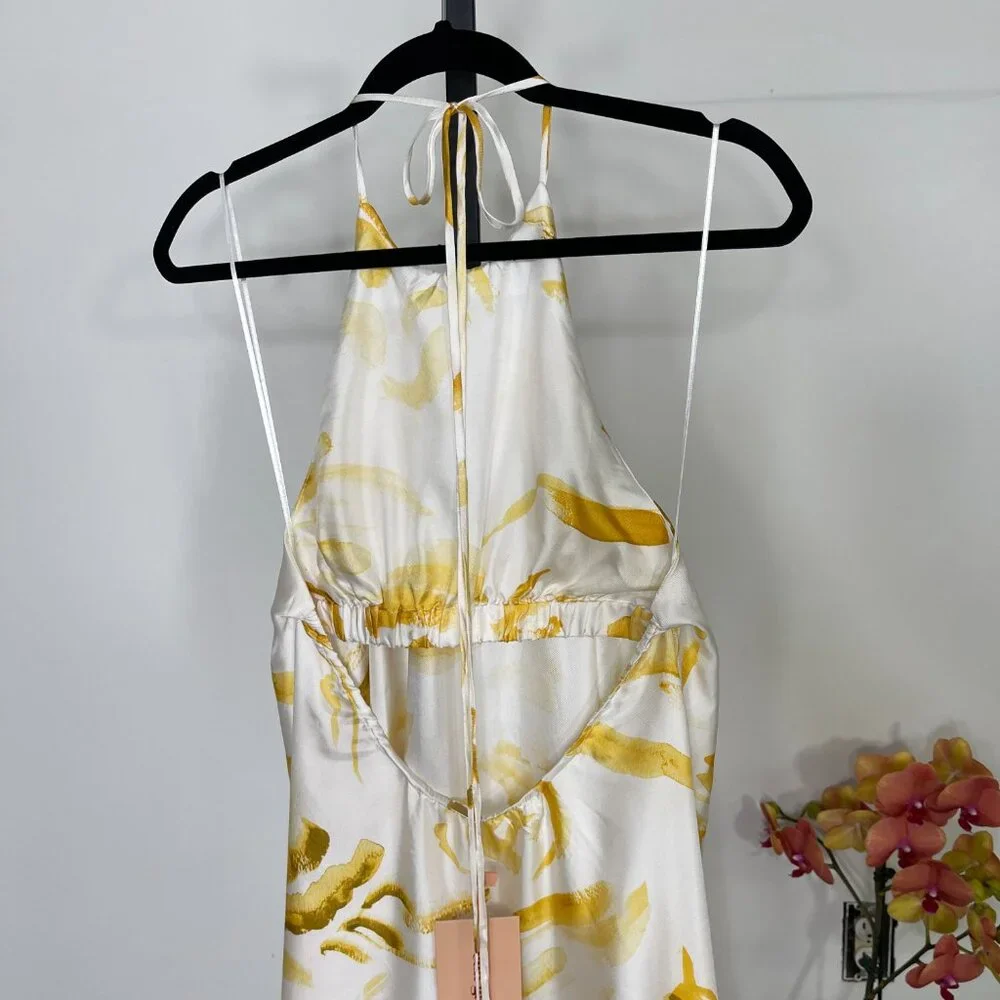 NWT Cult Gaia Womens Yellow Multicolor Chelsea Floral Silk Midi Dress Size M - Picture 6 of 14